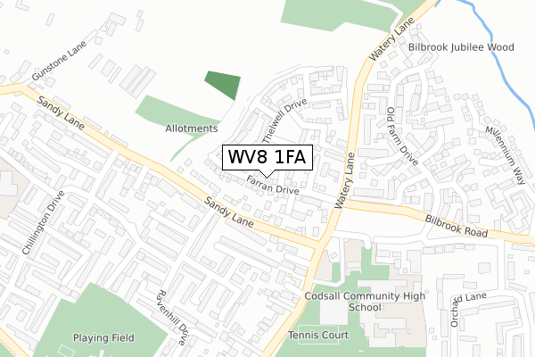 WV8 1FA map - large scale - OS Open Zoomstack (Ordnance Survey)