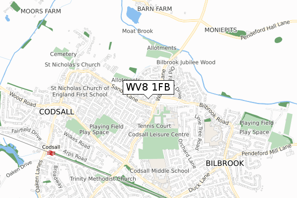 WV8 1FB map - small scale - OS Open Zoomstack (Ordnance Survey)