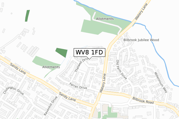 WV8 1FD map - large scale - OS Open Zoomstack (Ordnance Survey)