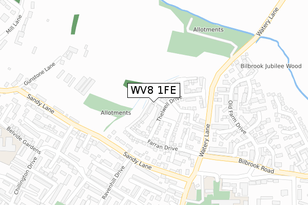 WV8 1FE map - large scale - OS Open Zoomstack (Ordnance Survey)