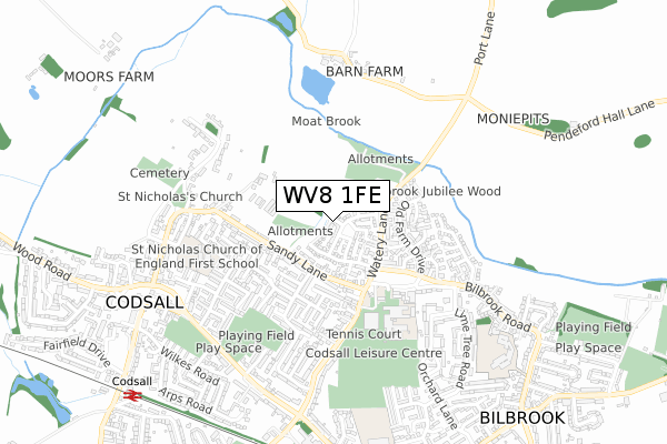 WV8 1FE map - small scale - OS Open Zoomstack (Ordnance Survey)