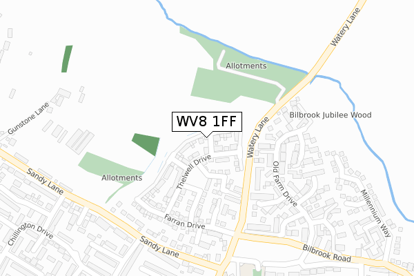 WV8 1FF map - large scale - OS Open Zoomstack (Ordnance Survey)