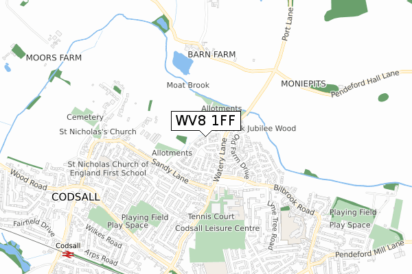 WV8 1FF map - small scale - OS Open Zoomstack (Ordnance Survey)