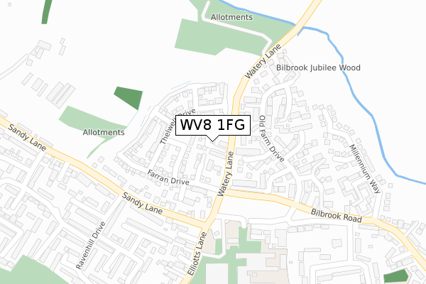 WV8 1FG map - large scale - OS Open Zoomstack (Ordnance Survey)