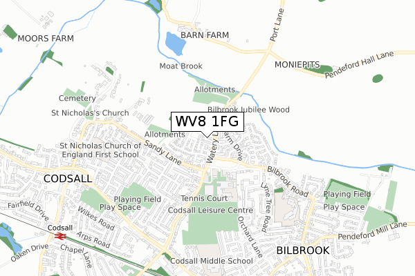 WV8 1FG map - small scale - OS Open Zoomstack (Ordnance Survey)