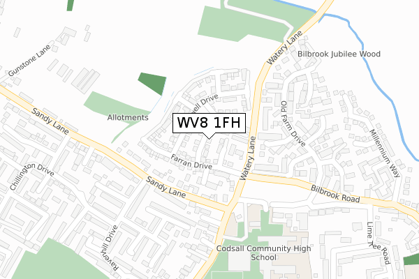 WV8 1FH map - large scale - OS Open Zoomstack (Ordnance Survey)