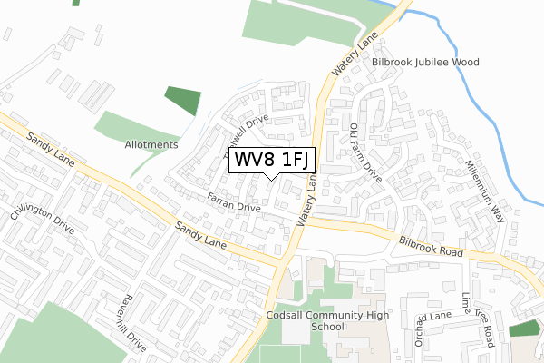 WV8 1FJ map - large scale - OS Open Zoomstack (Ordnance Survey)