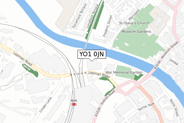 YO1 0JN map - large scale - OS Open Zoomstack (Ordnance Survey)