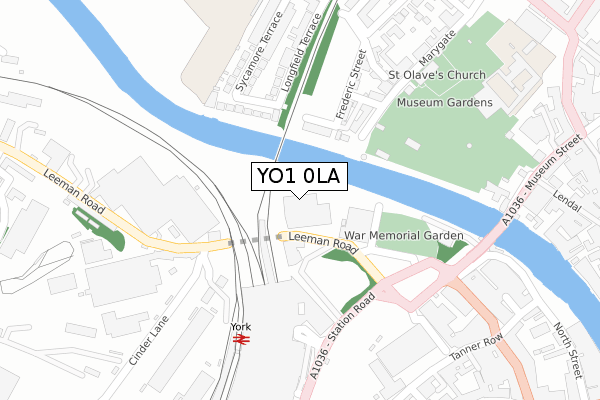 YO1 0LA map - large scale - OS Open Zoomstack (Ordnance Survey)