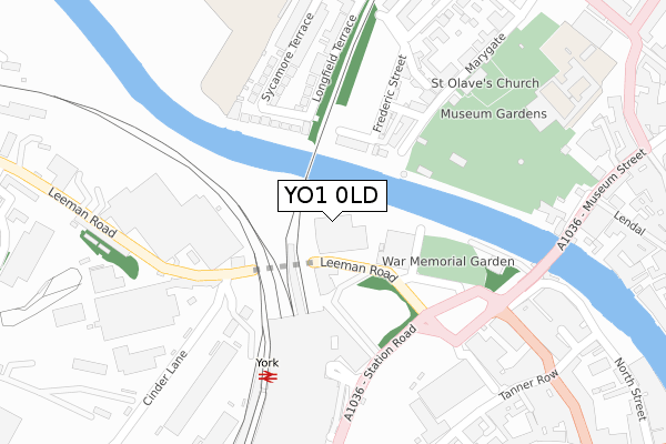 YO1 0LD map - large scale - OS Open Zoomstack (Ordnance Survey)