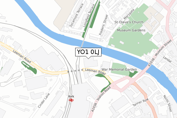 YO1 0LJ map - large scale - OS Open Zoomstack (Ordnance Survey)