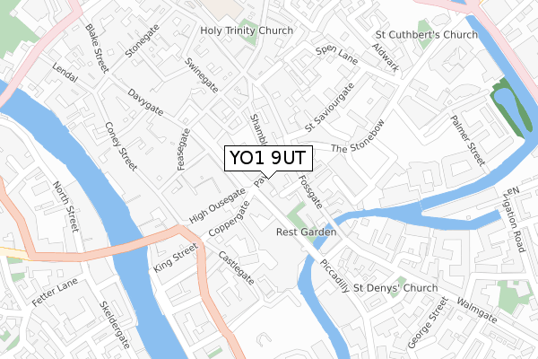 YO1 9UT map - large scale - OS Open Zoomstack (Ordnance Survey)