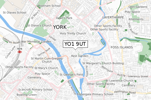 YO1 9UT map - small scale - OS Open Zoomstack (Ordnance Survey)