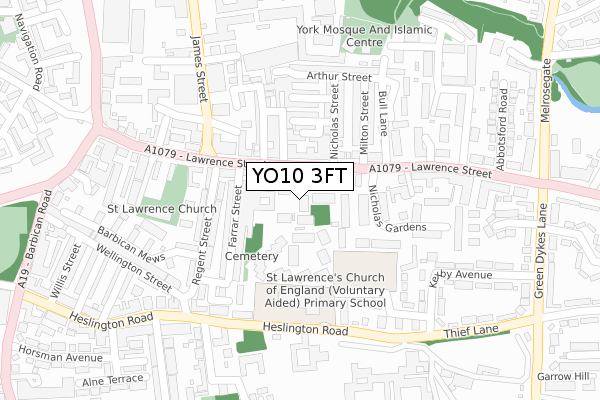 YO10 3FT map - large scale - OS Open Zoomstack (Ordnance Survey)