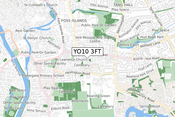 YO10 3FT map - small scale - OS Open Zoomstack (Ordnance Survey)