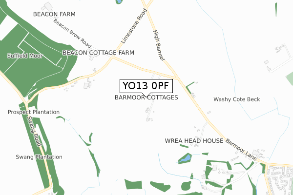 YO13 0PF map - small scale - OS Open Zoomstack (Ordnance Survey)