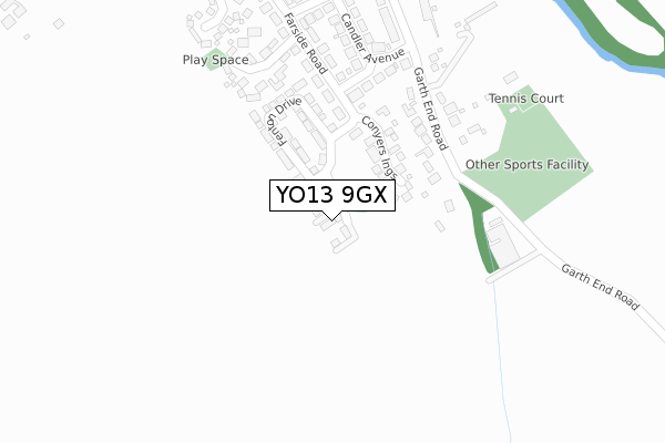 YO13 9GX map - large scale - OS Open Zoomstack (Ordnance Survey)