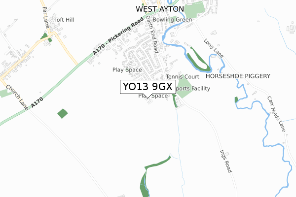 YO13 9GX map - small scale - OS Open Zoomstack (Ordnance Survey)