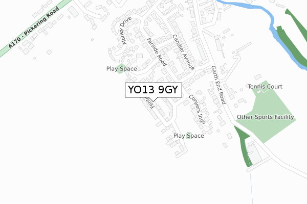 YO13 9GY map - large scale - OS Open Zoomstack (Ordnance Survey)