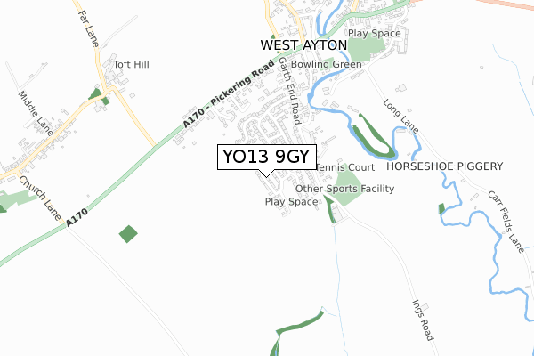 YO13 9GY map - small scale - OS Open Zoomstack (Ordnance Survey)