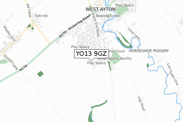 YO13 9GZ map - small scale - OS Open Zoomstack (Ordnance Survey)