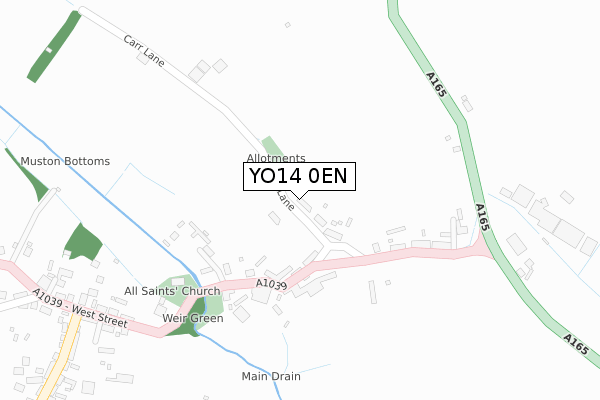 YO14 0EN map - large scale - OS Open Zoomstack (Ordnance Survey)