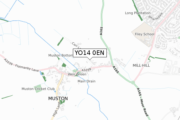 YO14 0EN map - small scale - OS Open Zoomstack (Ordnance Survey)