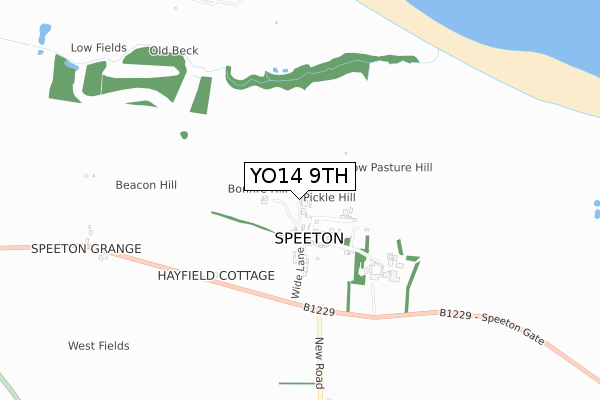 YO14 9TH map - small scale - OS Open Zoomstack (Ordnance Survey)