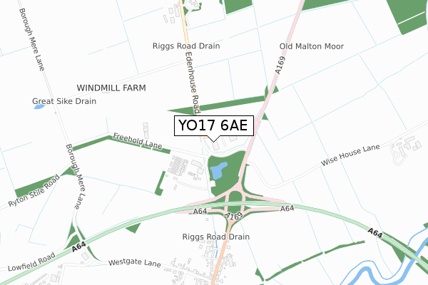 YO17 6AE map - small scale - OS Open Zoomstack (Ordnance Survey)