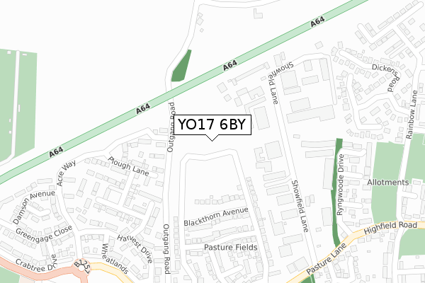 YO17 6BY map - large scale - OS Open Zoomstack (Ordnance Survey)