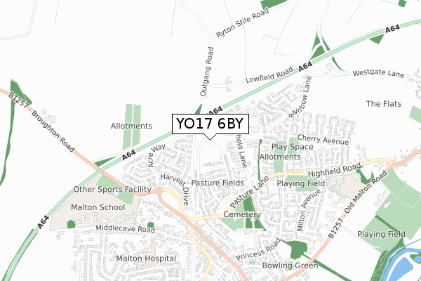 YO17 6BY map - small scale - OS Open Zoomstack (Ordnance Survey)