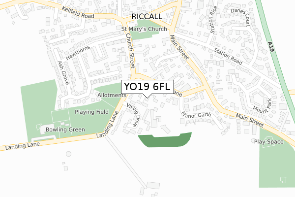 YO19 6FL map - large scale - OS Open Zoomstack (Ordnance Survey)