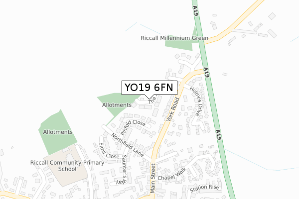 YO19 6FN map - large scale - OS Open Zoomstack (Ordnance Survey)