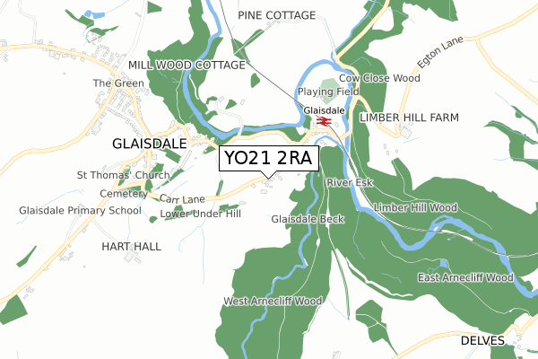 YO21 2RA map - small scale - OS Open Zoomstack (Ordnance Survey)