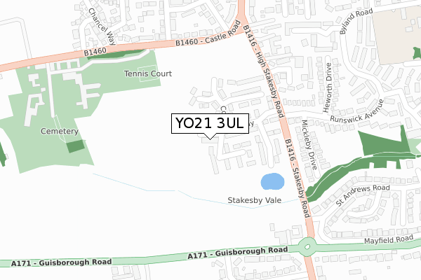 YO21 3UL map - large scale - OS Open Zoomstack (Ordnance Survey)