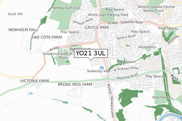 YO21 3UL map - small scale - OS Open Zoomstack (Ordnance Survey)