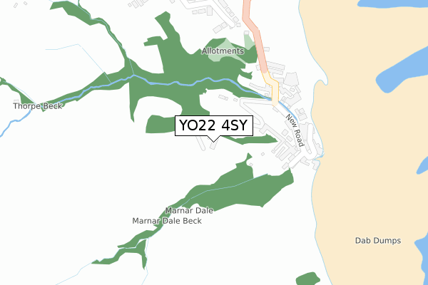 YO22 4SY map - large scale - OS Open Zoomstack (Ordnance Survey)