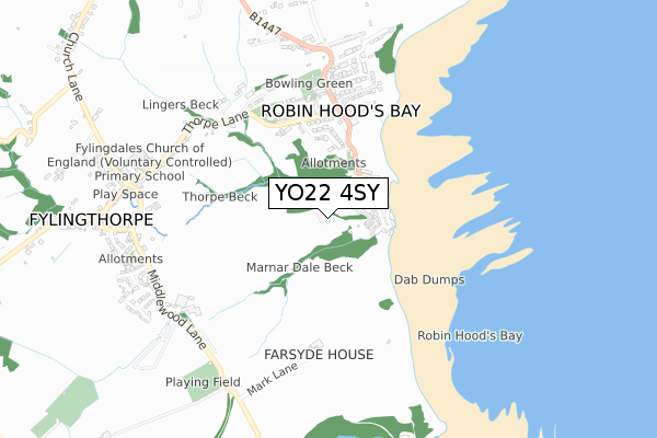 YO22 4SY map - small scale - OS Open Zoomstack (Ordnance Survey)