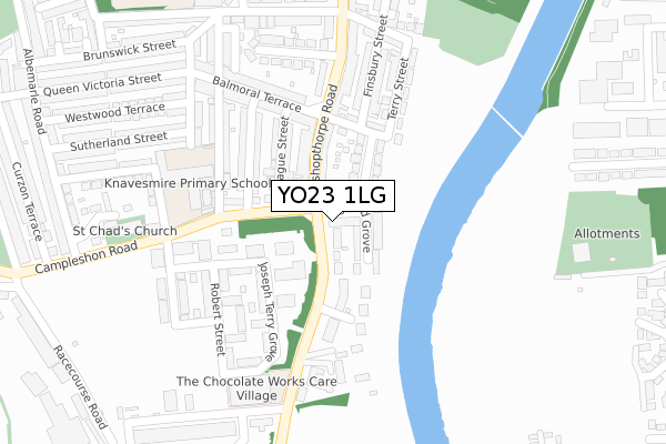 YO23 1LG map - large scale - OS Open Zoomstack (Ordnance Survey)