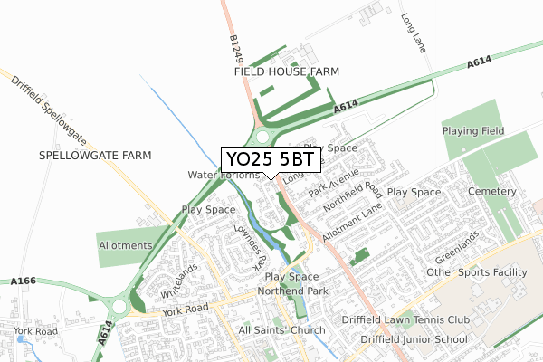 YO25 5BT map - small scale - OS Open Zoomstack (Ordnance Survey)