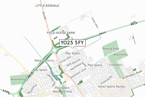 YO25 5FY map - small scale - OS Open Zoomstack (Ordnance Survey)