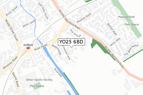 YO25 6BD map - large scale - OS Open Zoomstack (Ordnance Survey)