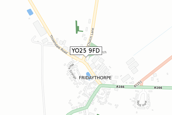 YO25 9FD map - large scale - OS Open Zoomstack (Ordnance Survey)