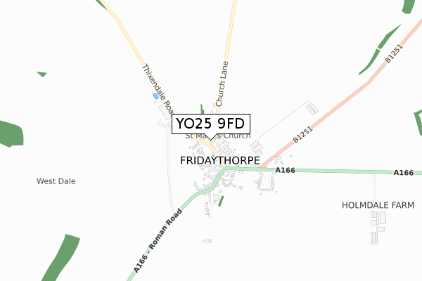 YO25 9FD map - small scale - OS Open Zoomstack (Ordnance Survey)