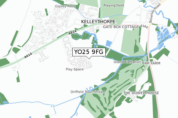 YO25 9FG map - small scale - OS Open Zoomstack (Ordnance Survey)