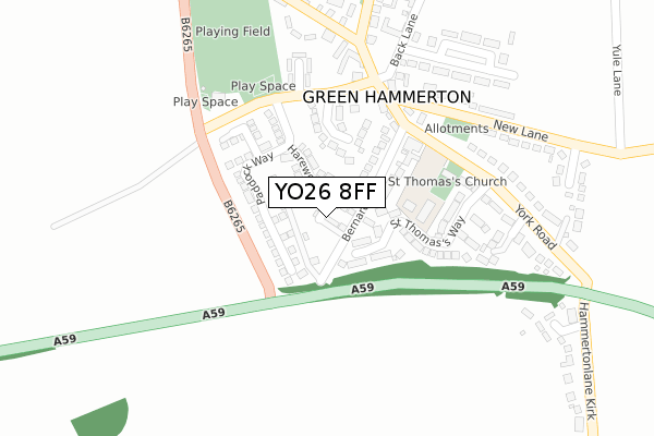 YO26 8FF map - large scale - OS Open Zoomstack (Ordnance Survey)