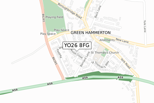 YO26 8FG map - large scale - OS Open Zoomstack (Ordnance Survey)