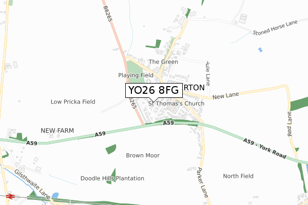 YO26 8FG map - small scale - OS Open Zoomstack (Ordnance Survey)