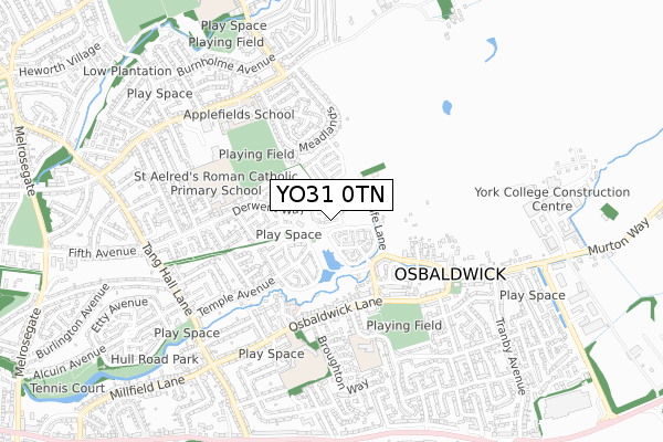 YO31 0TN map - small scale - OS Open Zoomstack (Ordnance Survey)