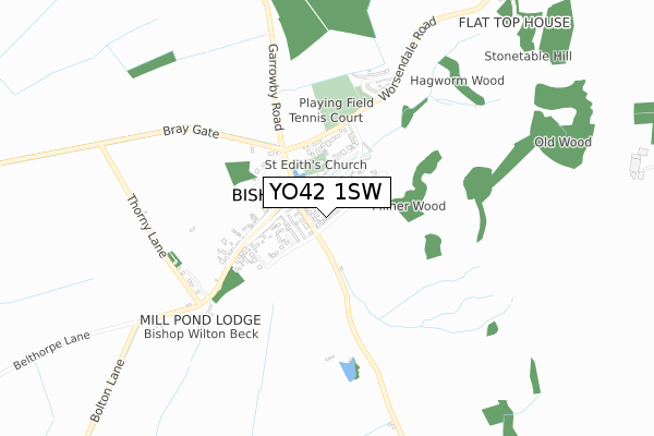 YO42 1SW map - small scale - OS Open Zoomstack (Ordnance Survey)